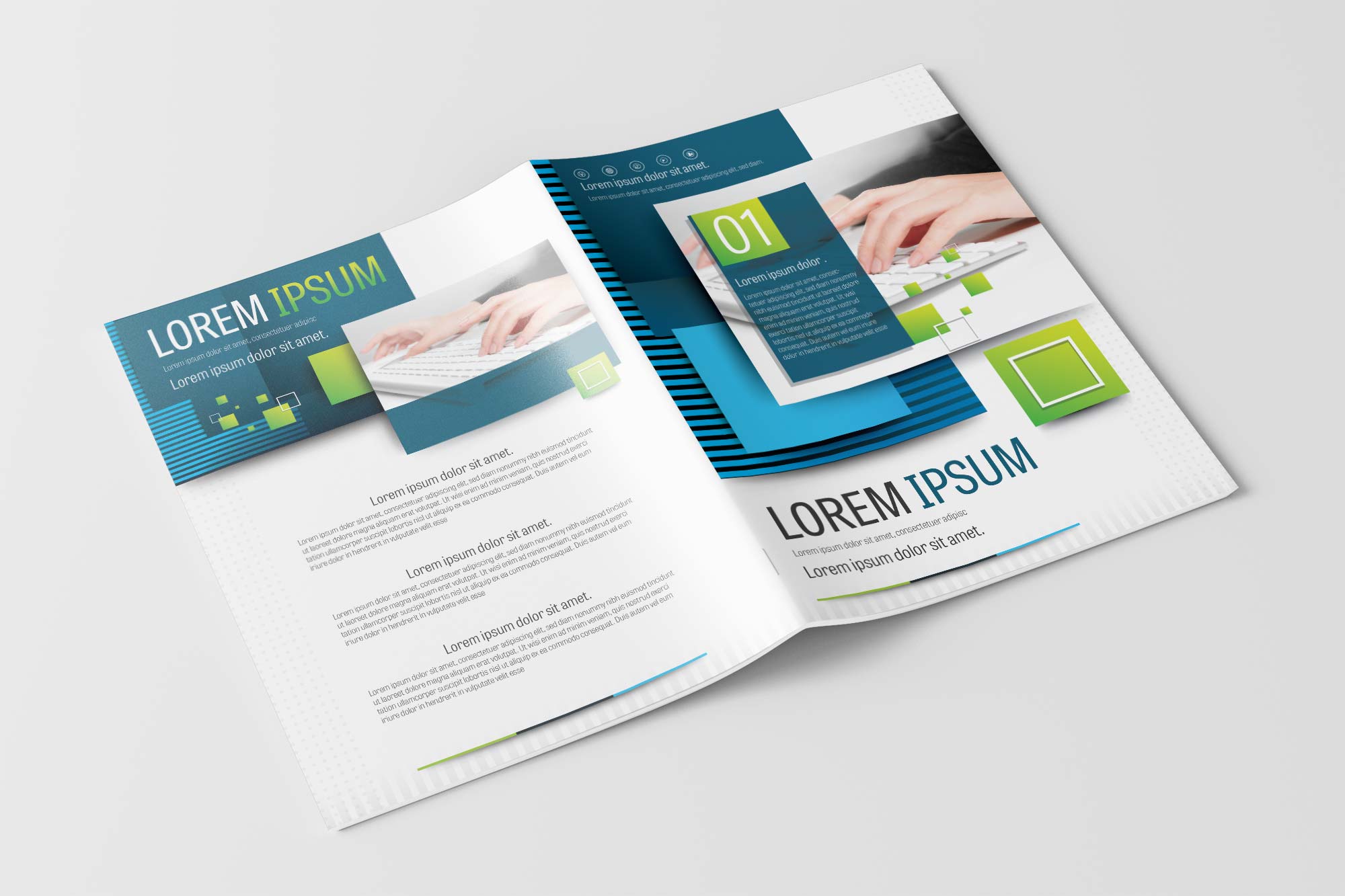 Free Business Brochure Design Template with Blue and Green
