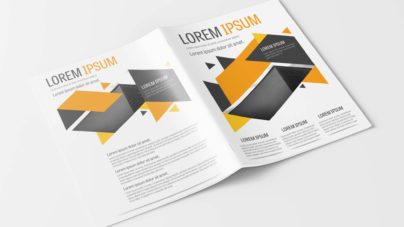 Free Vector Business Brochure Design Template with Gray and Yellow