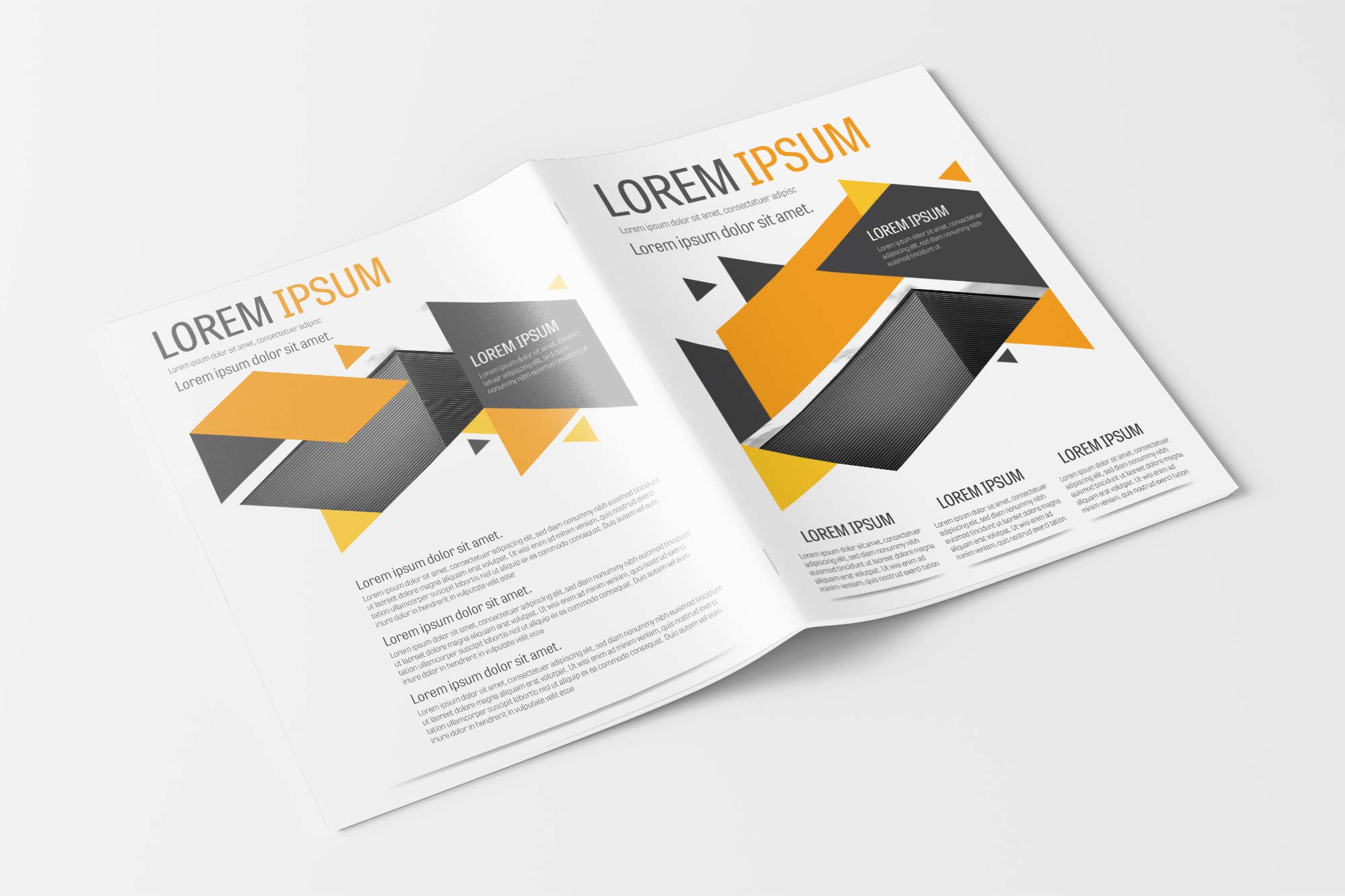 Free Vector Business Brochure Design Template with Gray and Yellow