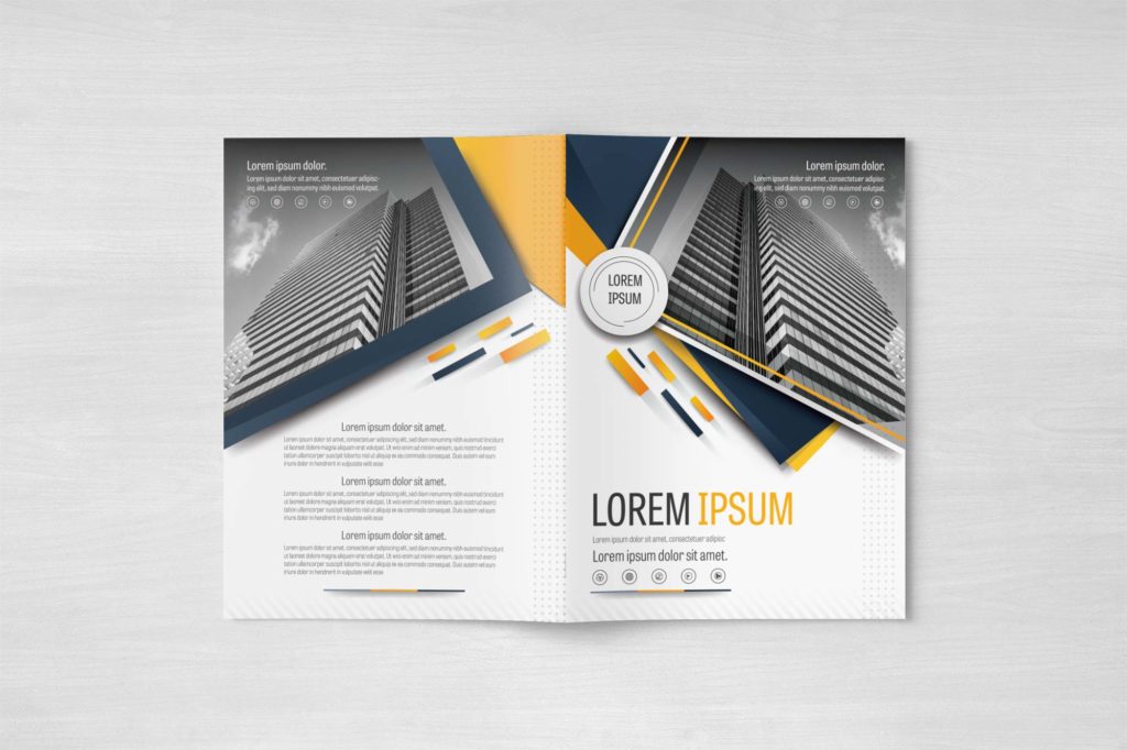 Free Vector Company Brochure Design Template with Gray and Yellow