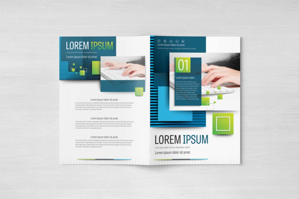 Free Business Brochure Design Template with Blue and Green