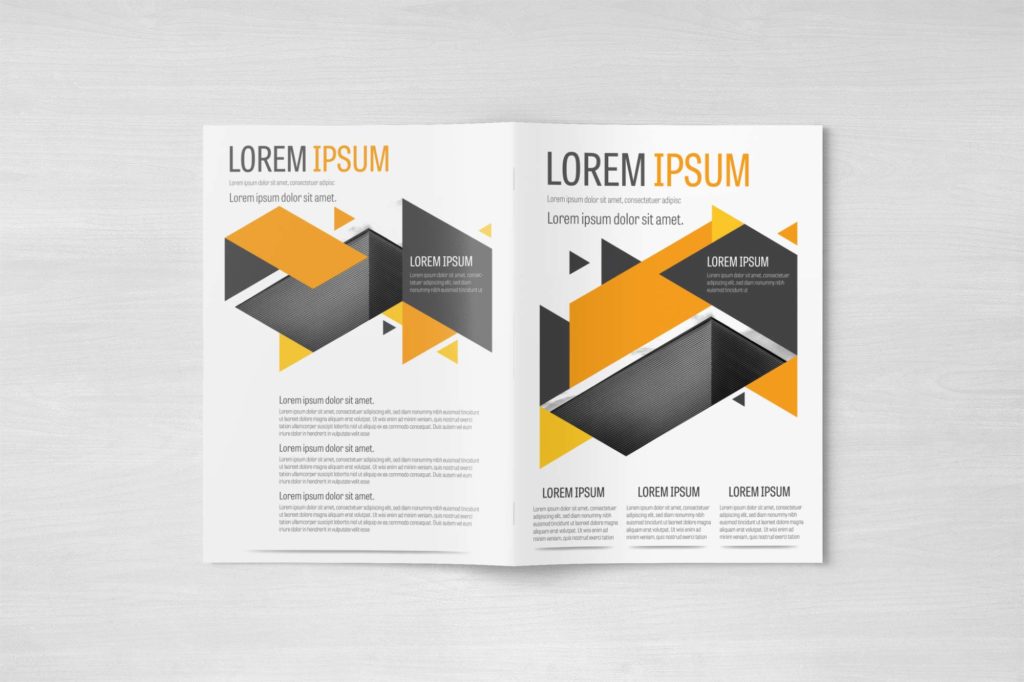 Free Vector Business Brochure Design Template with Gray and Yellow