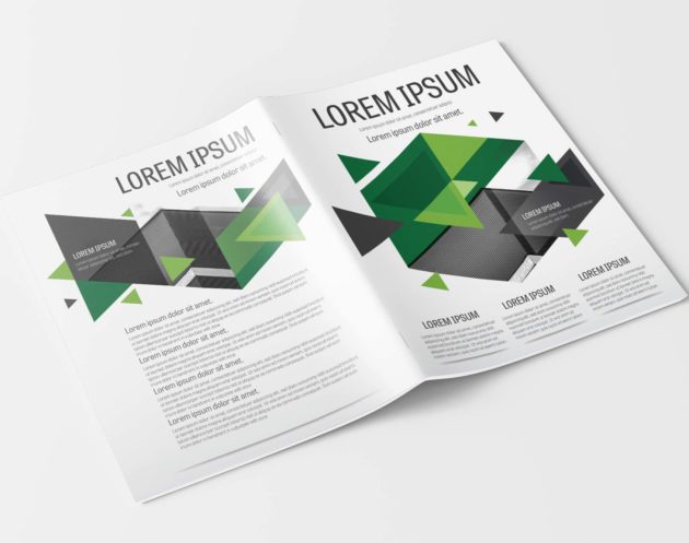 Free Vector Corporate Brochure Layout Template with Green Accents