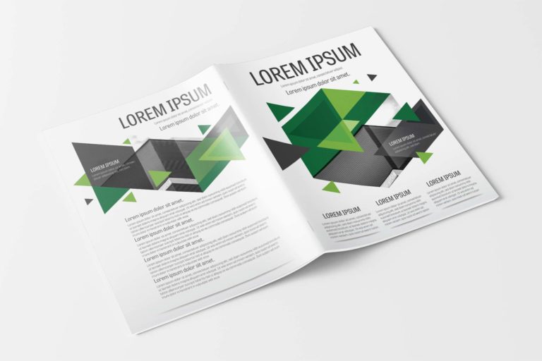 Free Vector Corporate Brochure Layout Template with Green Accents