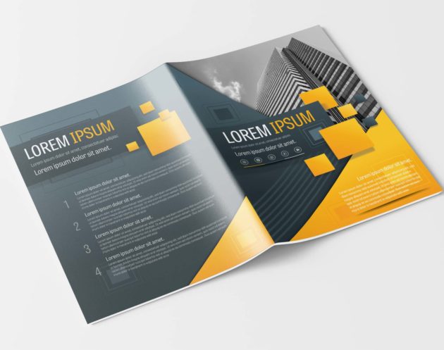 Free Gray and Yellow Modern Brochure Layout Template