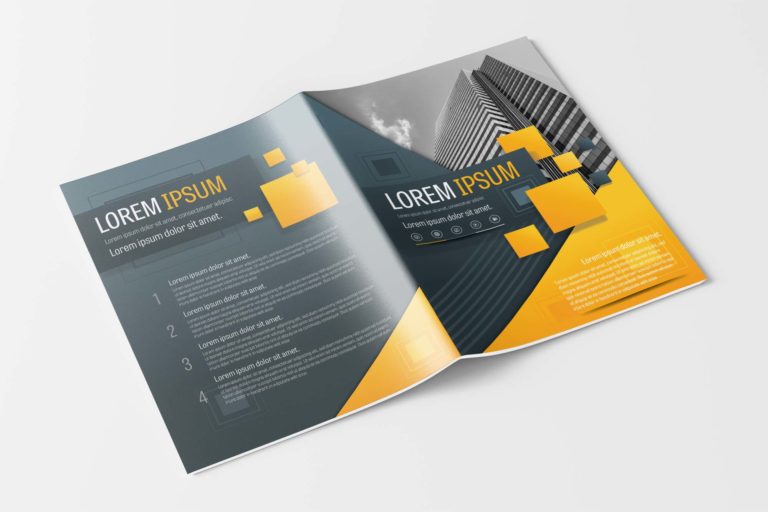 Free Gray and Yellow Modern Brochure Layout Template