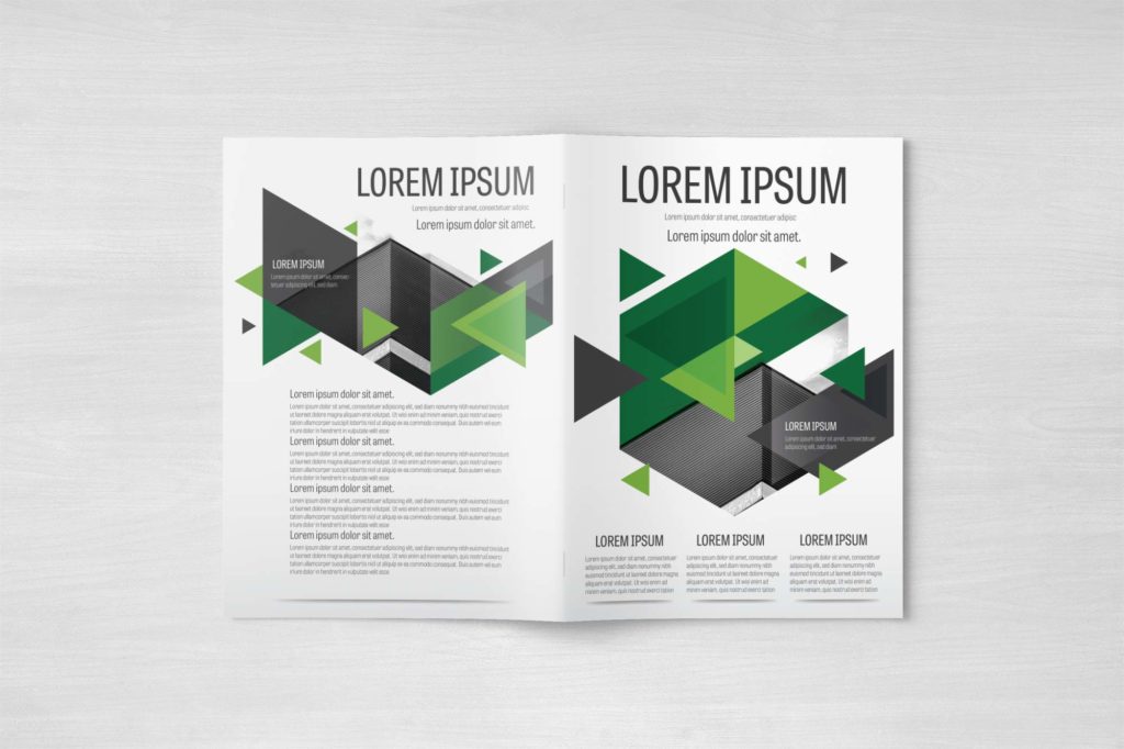 Free Vector Corporate Brochure Layout Template with Green Accents