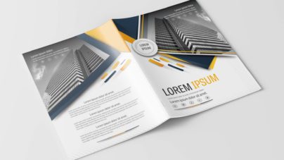 Free Vector Company Brochure Design Template with Gray and Yellow