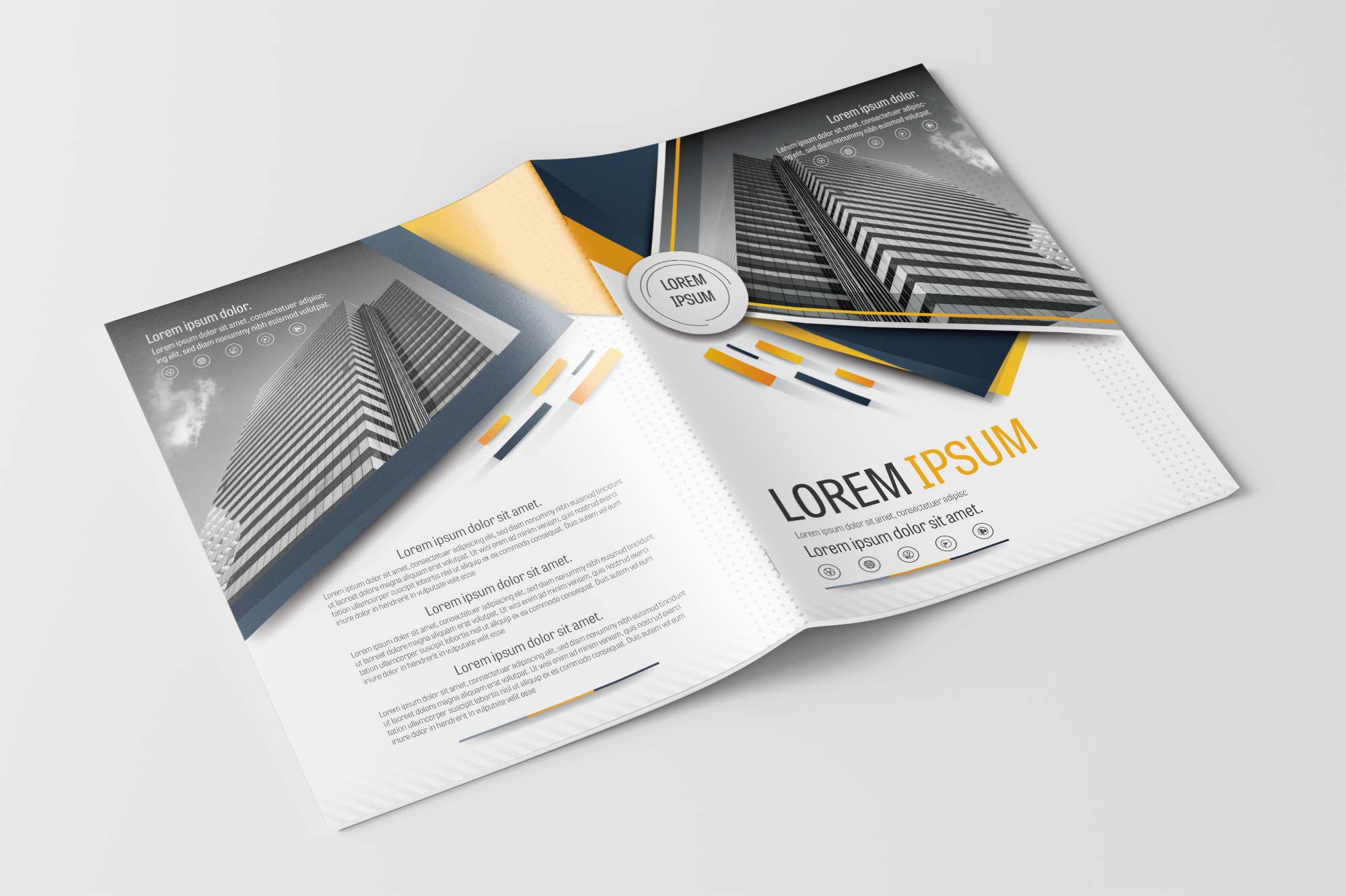 Free Vector Company Brochure Design Template with Gray and Yellow