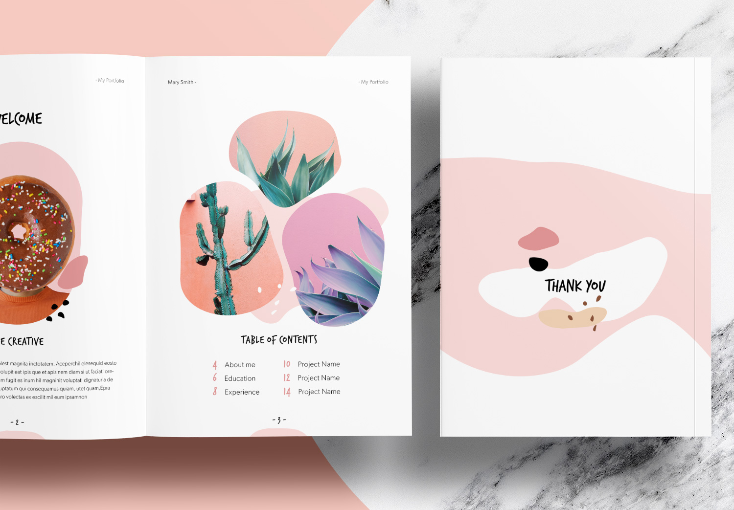 Free Pink Portfolio Layout Template