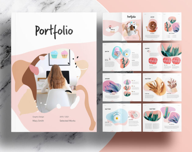 Free Pink Portfolio Layout Template