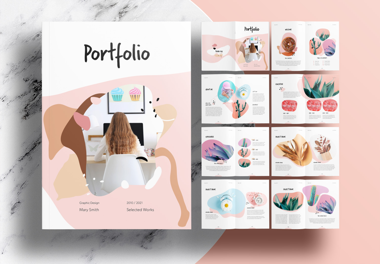 Free Pink Portfolio Layout Template
