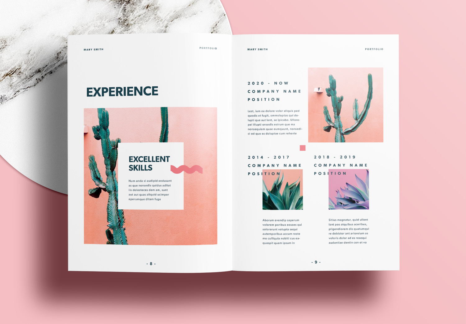 Free Portfolio Templates with Pink Accents