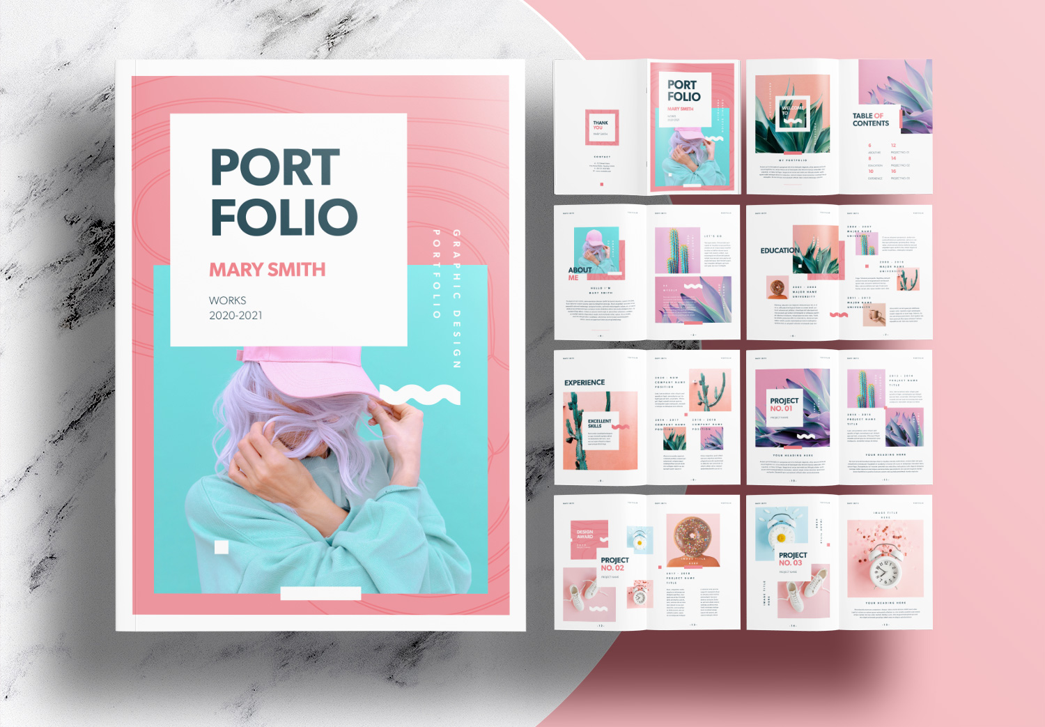 Free Portfolio Templates with Pink Accents