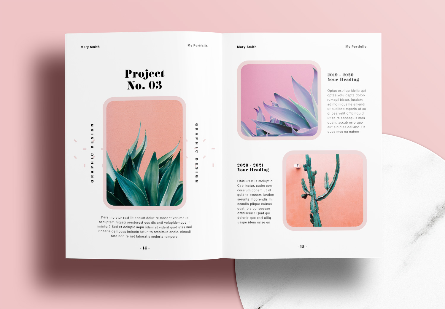 Free Portfolio Layout Templates with Pink and Red Accents