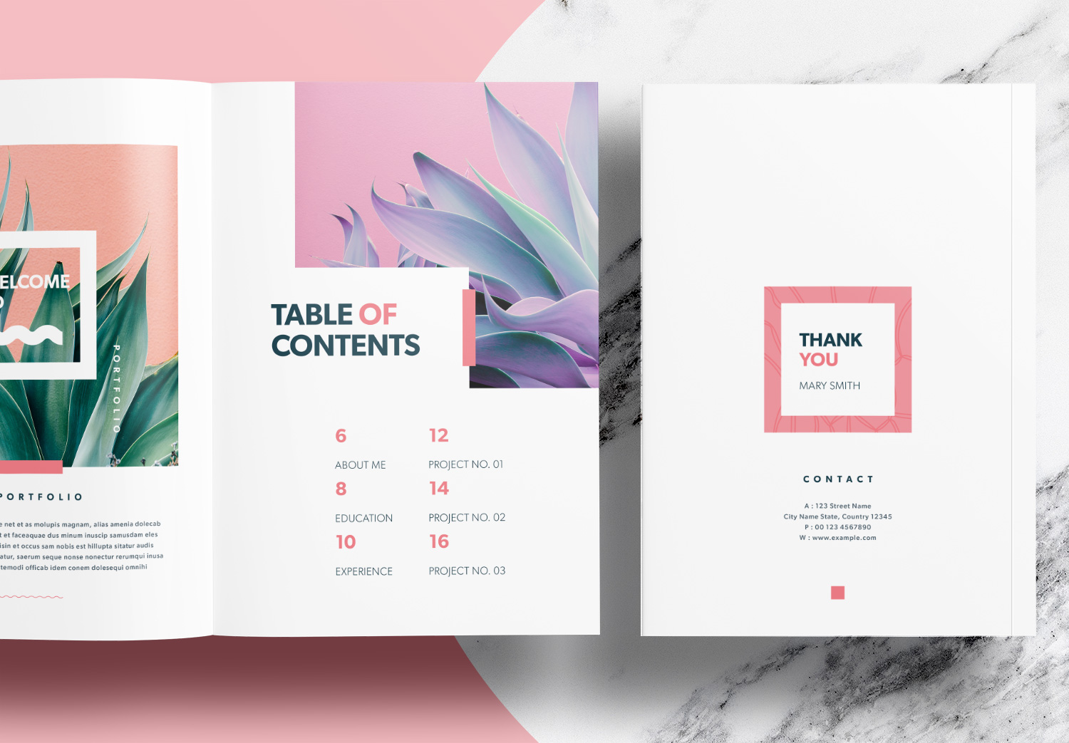 Free Portfolio Templates with Pink Accents