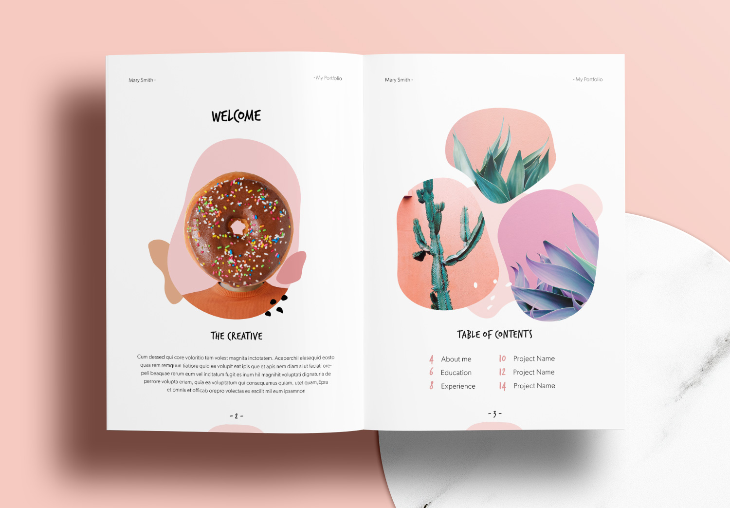 Free Pink Portfolio Layout Template