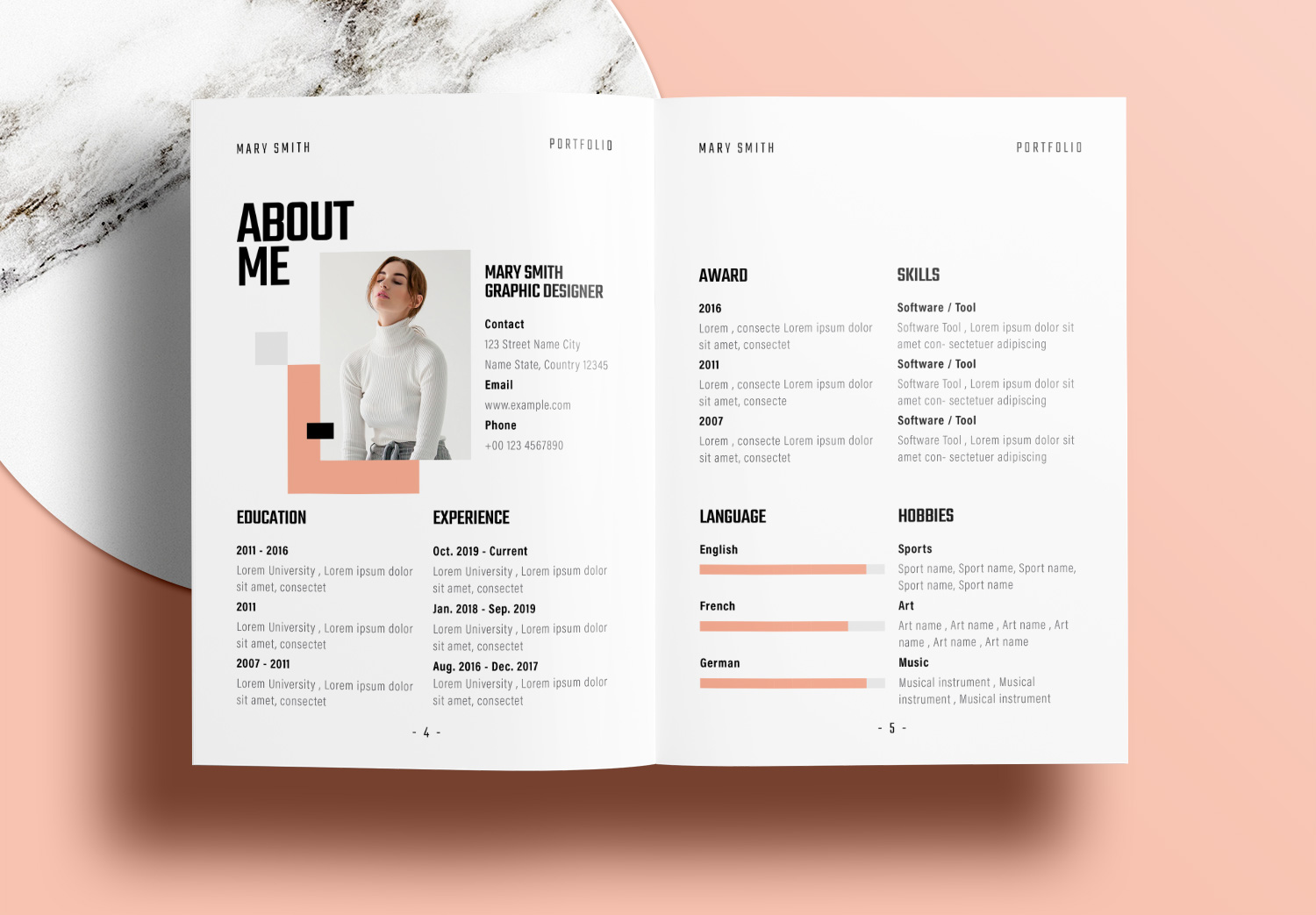 Free InDesign Portfolio Layout Templates with Pink Accents