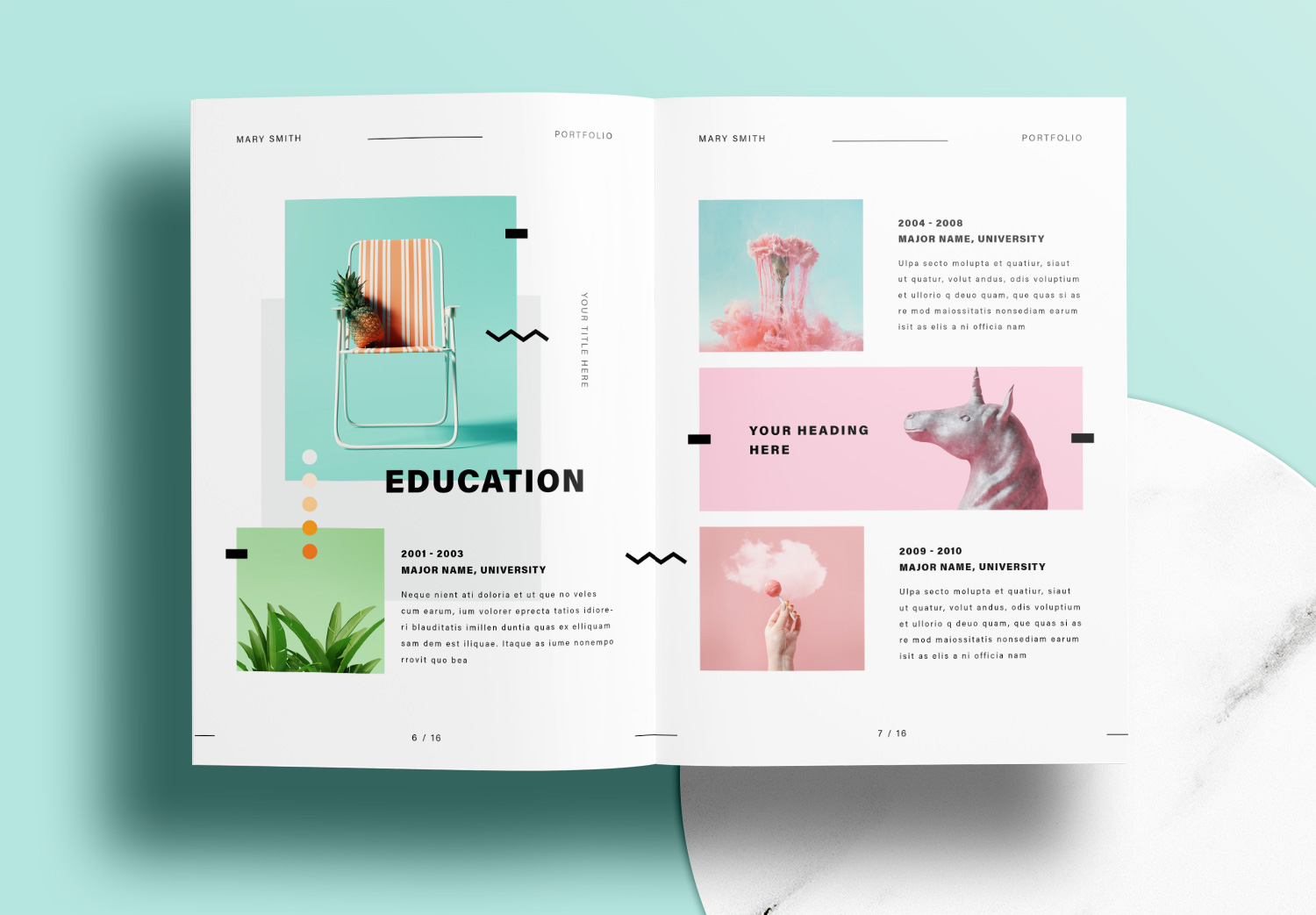 Free InDesign Portfolio Layout Templates with Green Design Elements