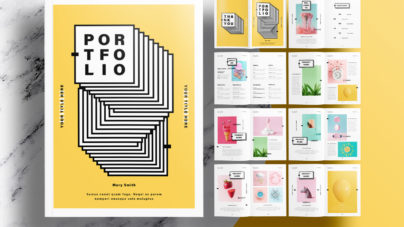 Free InDesign Portfolio Layout Templates with Yellow Accents