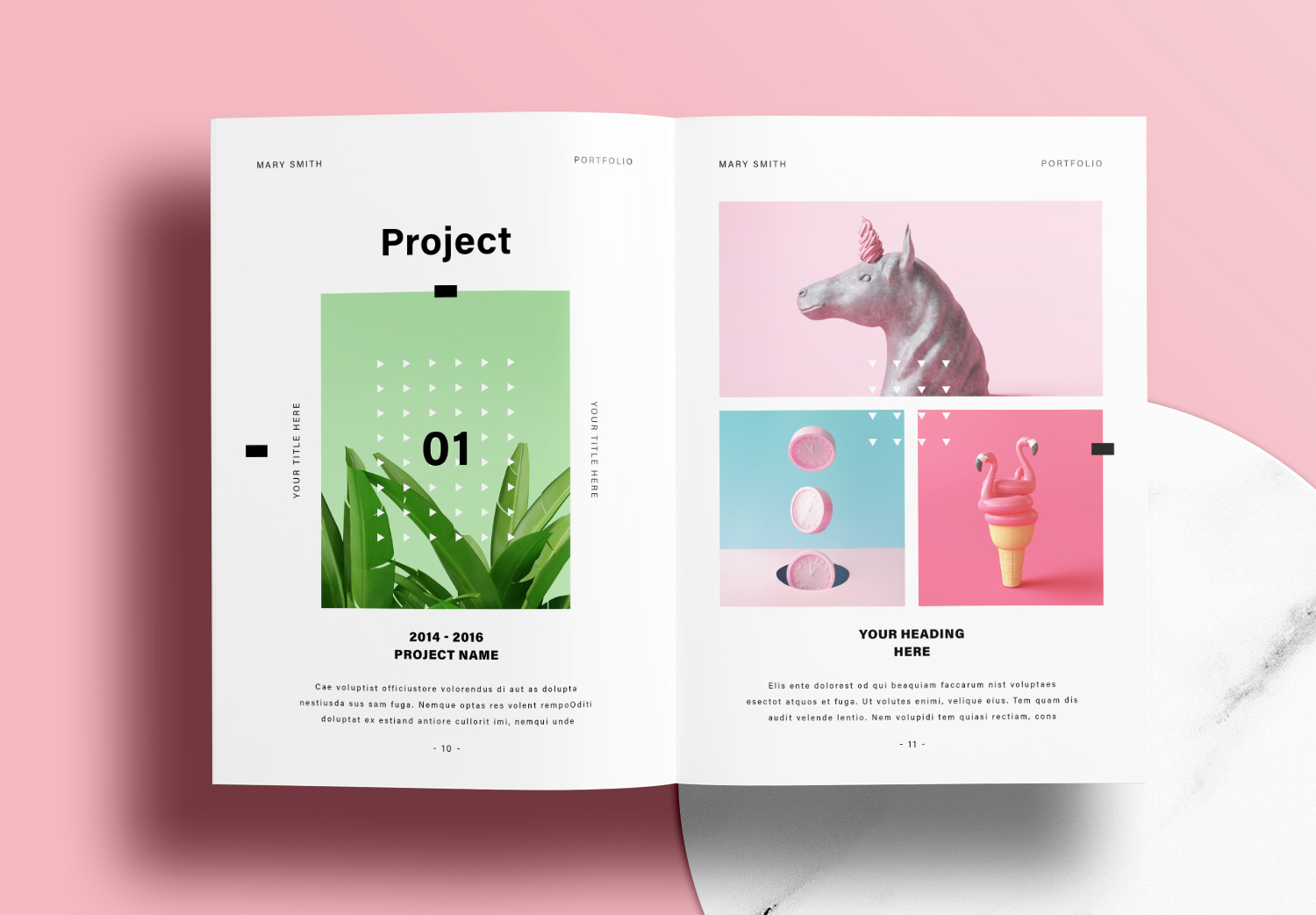 Free InDesign Portfolio Template with Pink Design Elements