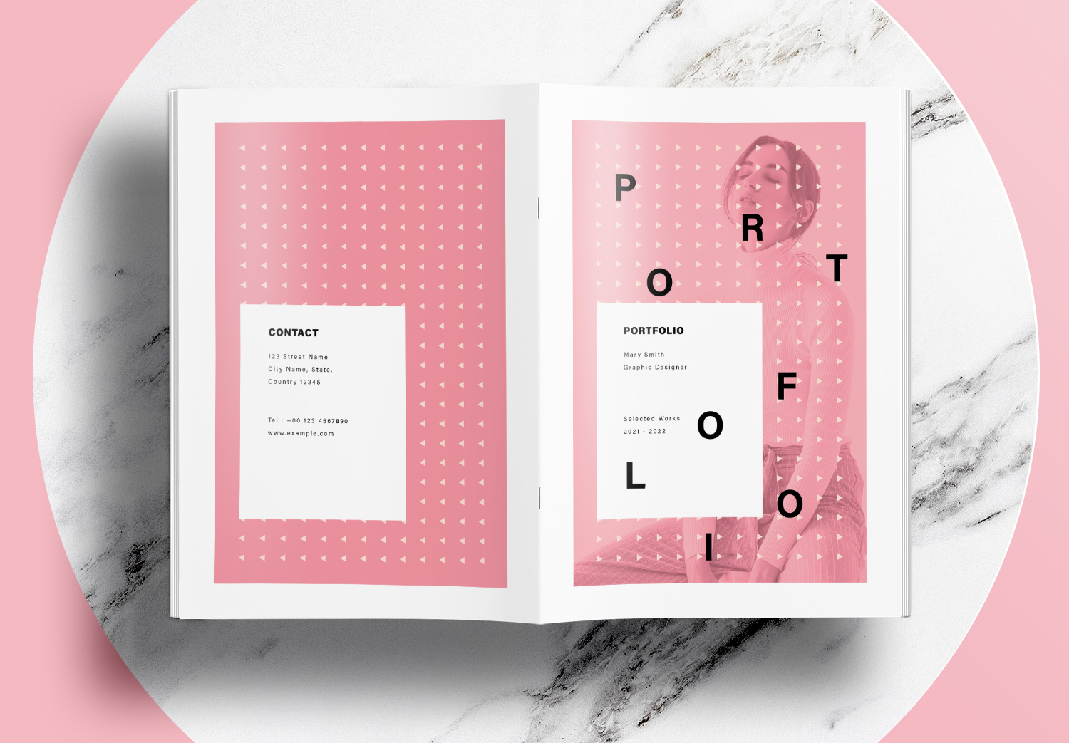 Free InDesign Portfolio Template with Pink Design Elements