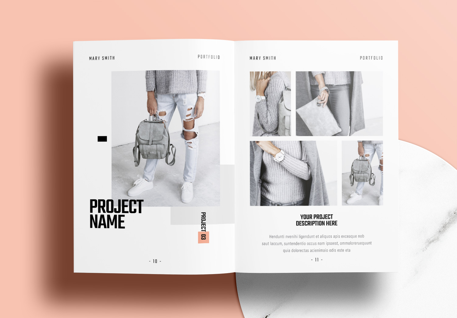 Free InDesign Portfolio Layout Templates with Pink Accents