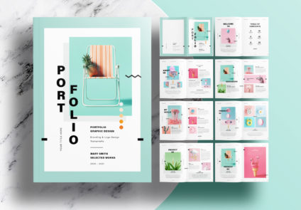 Free InDesign Portfolio Layout Templates with Green Design Elements