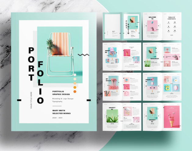 Free InDesign Portfolio Layout Templates with Green Design Elements