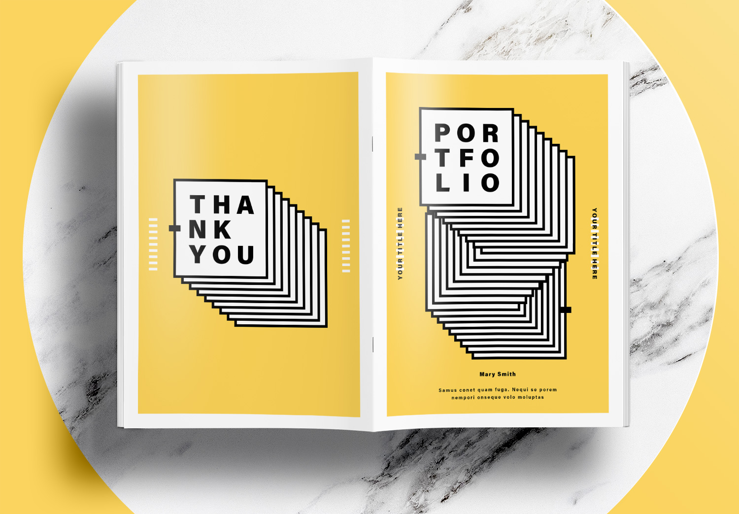 Free InDesign Portfolio Layout Templates with Yellow Accents