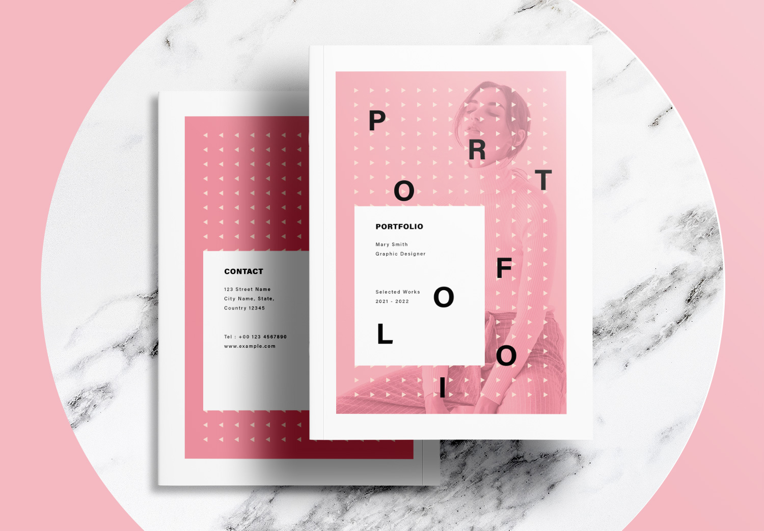 Free InDesign Portfolio Template with Pink Design Elements