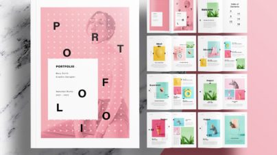 Free InDesign Portfolio Template with Pink Design Elements