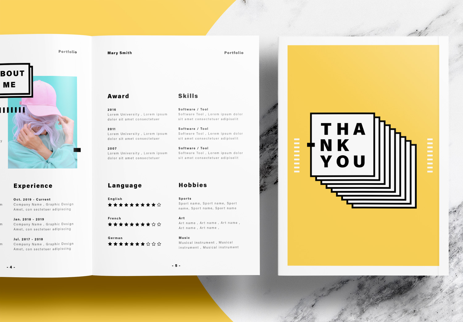 Free InDesign Portfolio Layout Templates with Yellow Accents