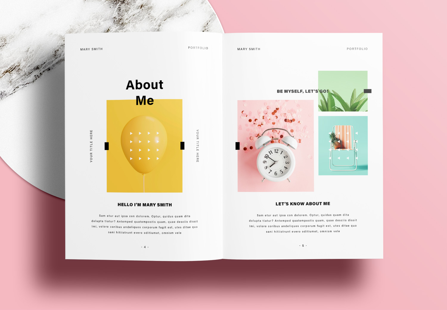 Free InDesign Portfolio Template with Pink Design Elements