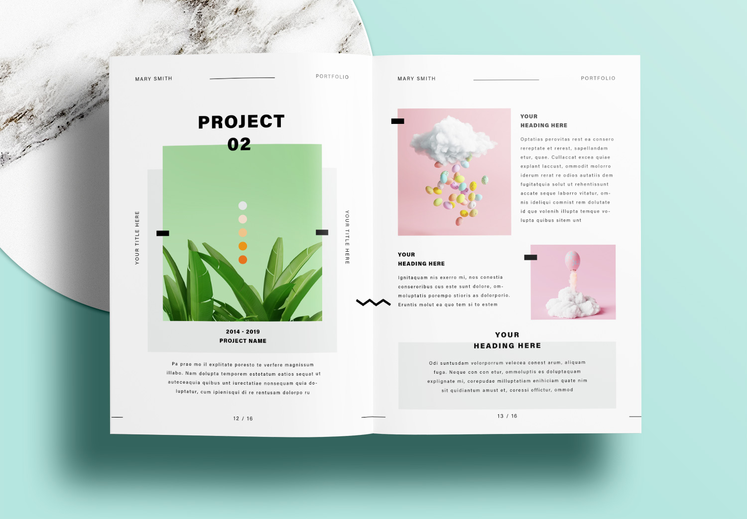 Free InDesign Portfolio Layout Templates with Green Design Elements