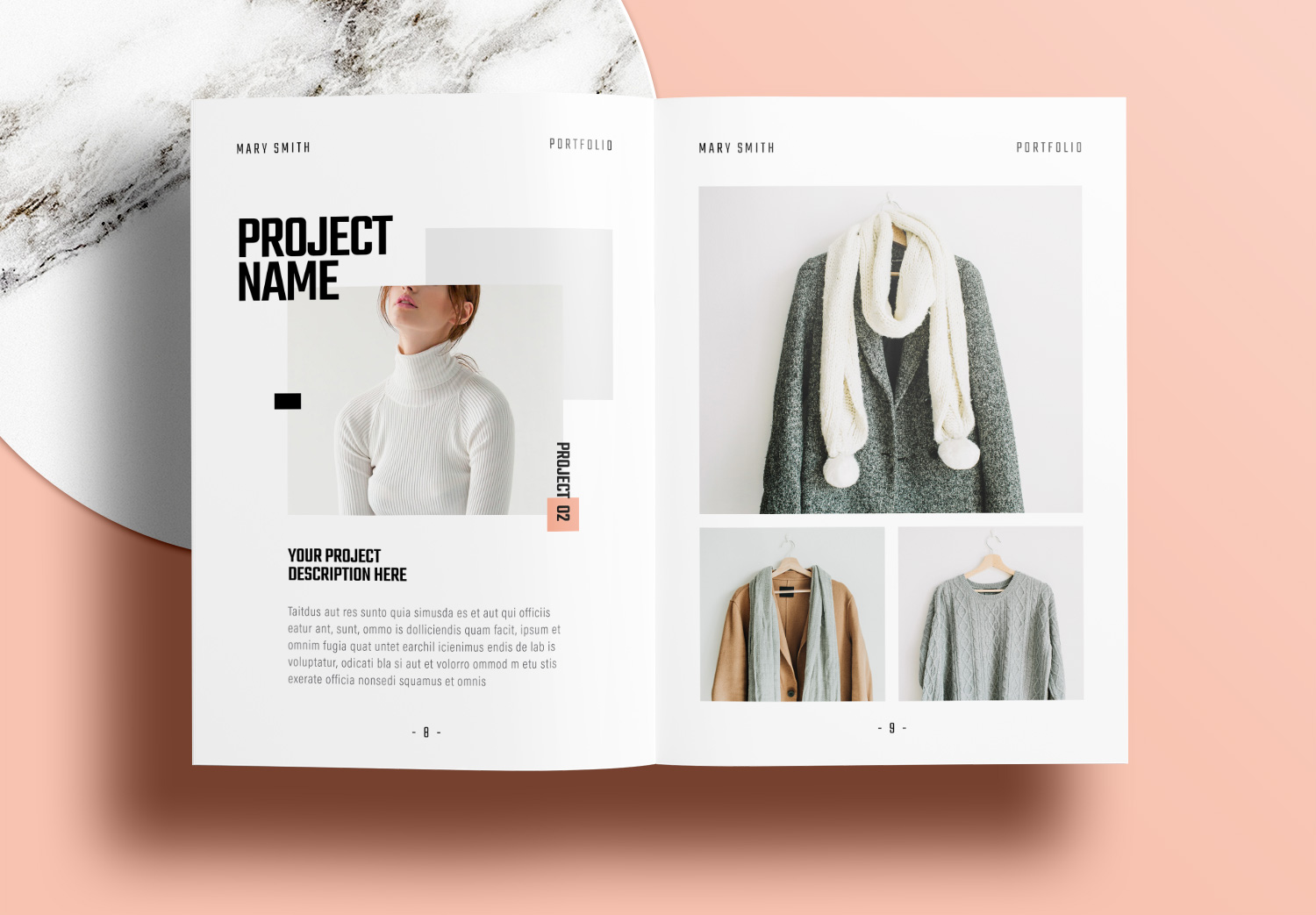 Free InDesign Portfolio Layout Templates with Pink Accents