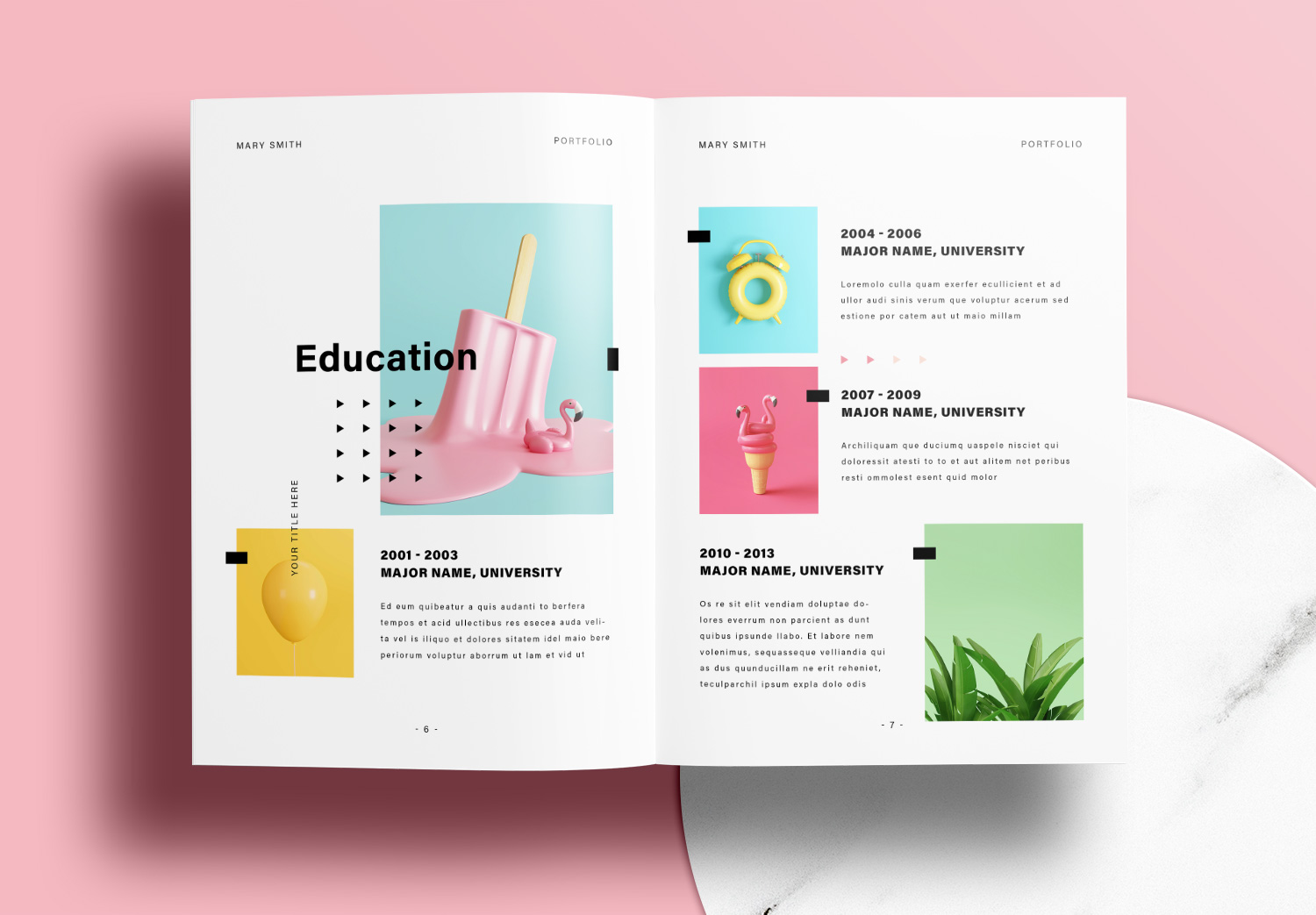 Free InDesign Portfolio Template with Pink Design Elements