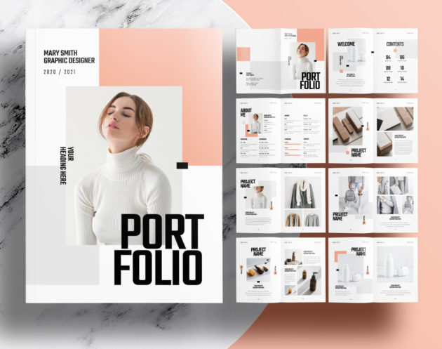 Free InDesign Portfolio Layout Templates with Pink Accents