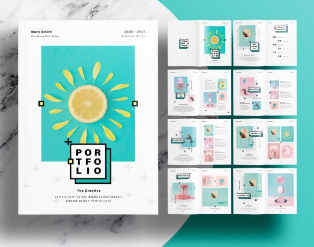 Free InDesign Portfolio Templates with Green Accents