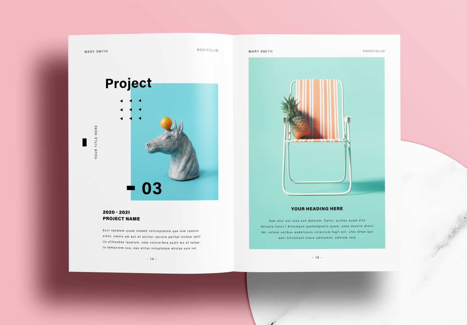 Free InDesign Portfolio Template with Pink Design Elements