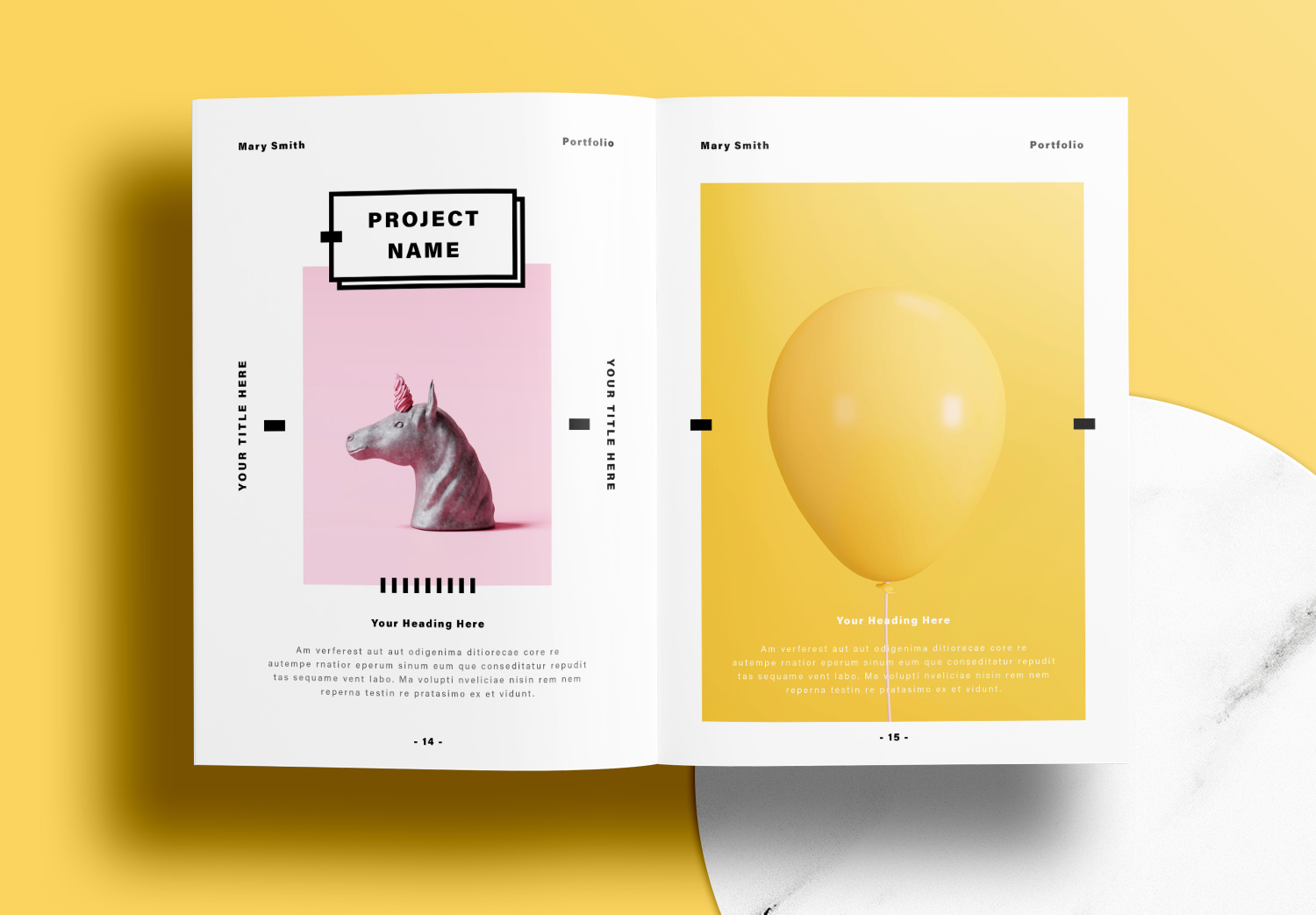 Free InDesign Portfolio Layout Templates with Yellow Accents