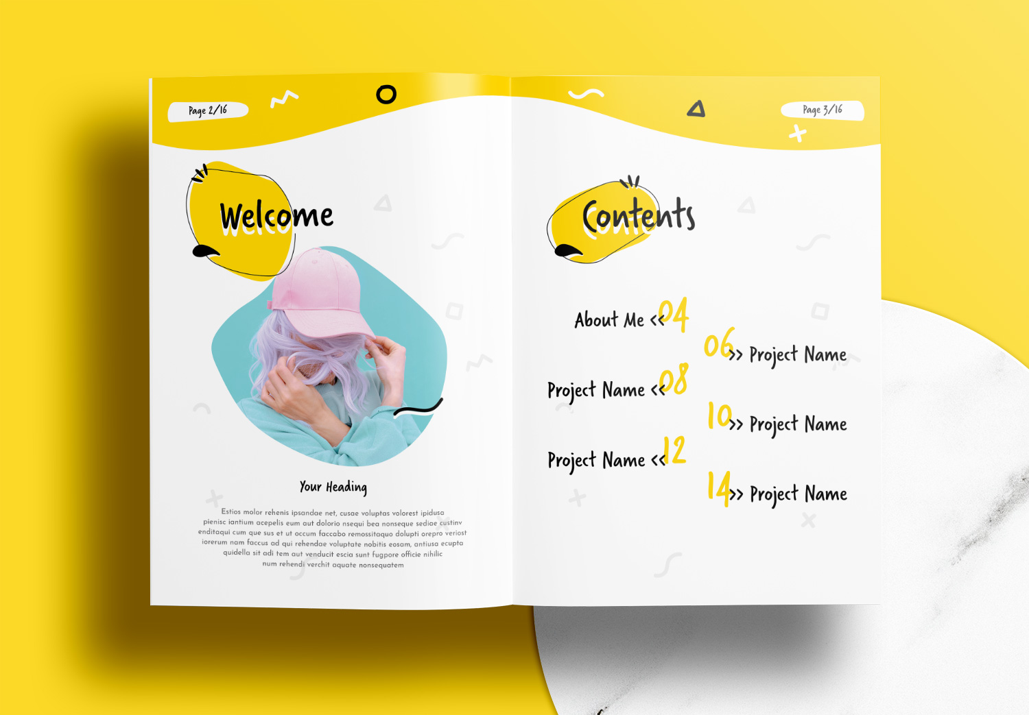 Free InDesign Portfolio Templates with Yellow Accents