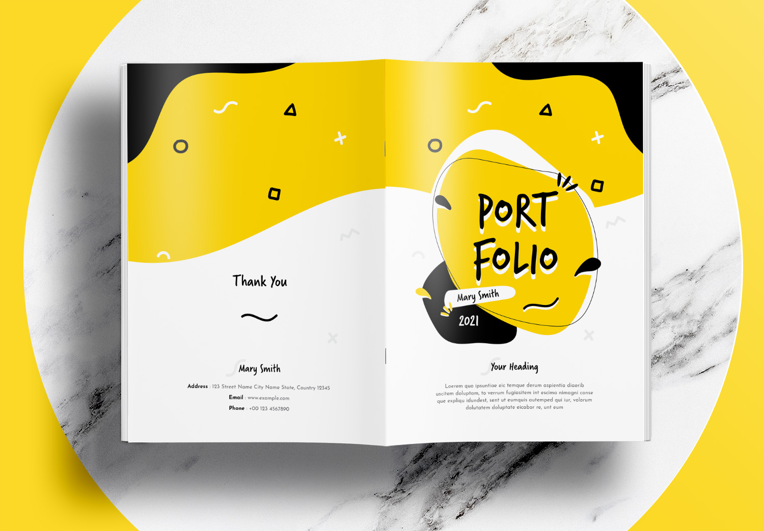 Free InDesign Portfolio Templates with Yellow Accents