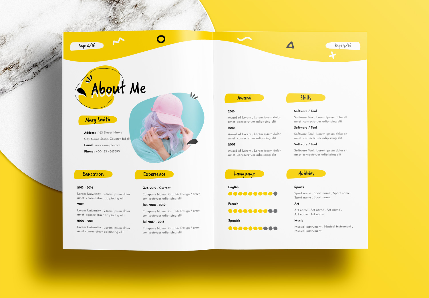 Free InDesign Portfolio Templates with Yellow Accents