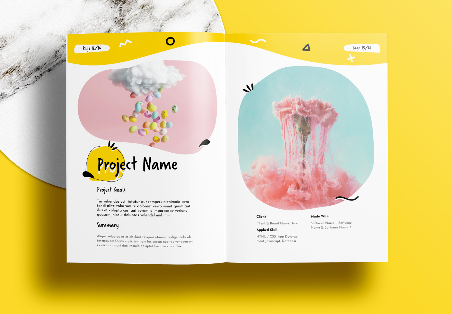 Free InDesign Portfolio Templates with Yellow Accents