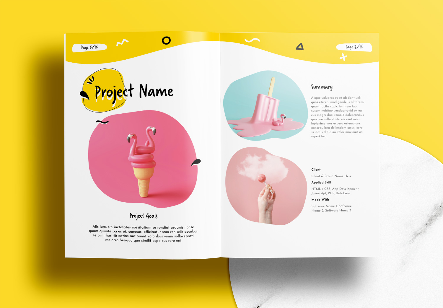 Free InDesign Portfolio Templates with Yellow Accents