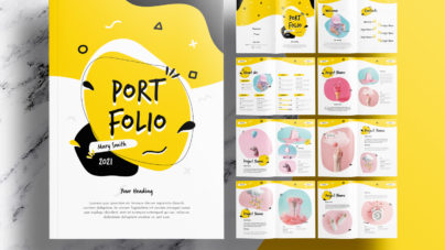 Free InDesign Portfolio Templates with Yellow Accents