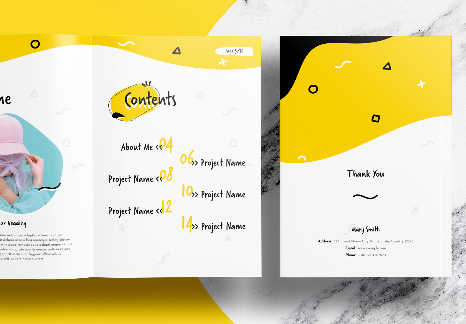 Free InDesign Portfolio Templates with Yellow Accents