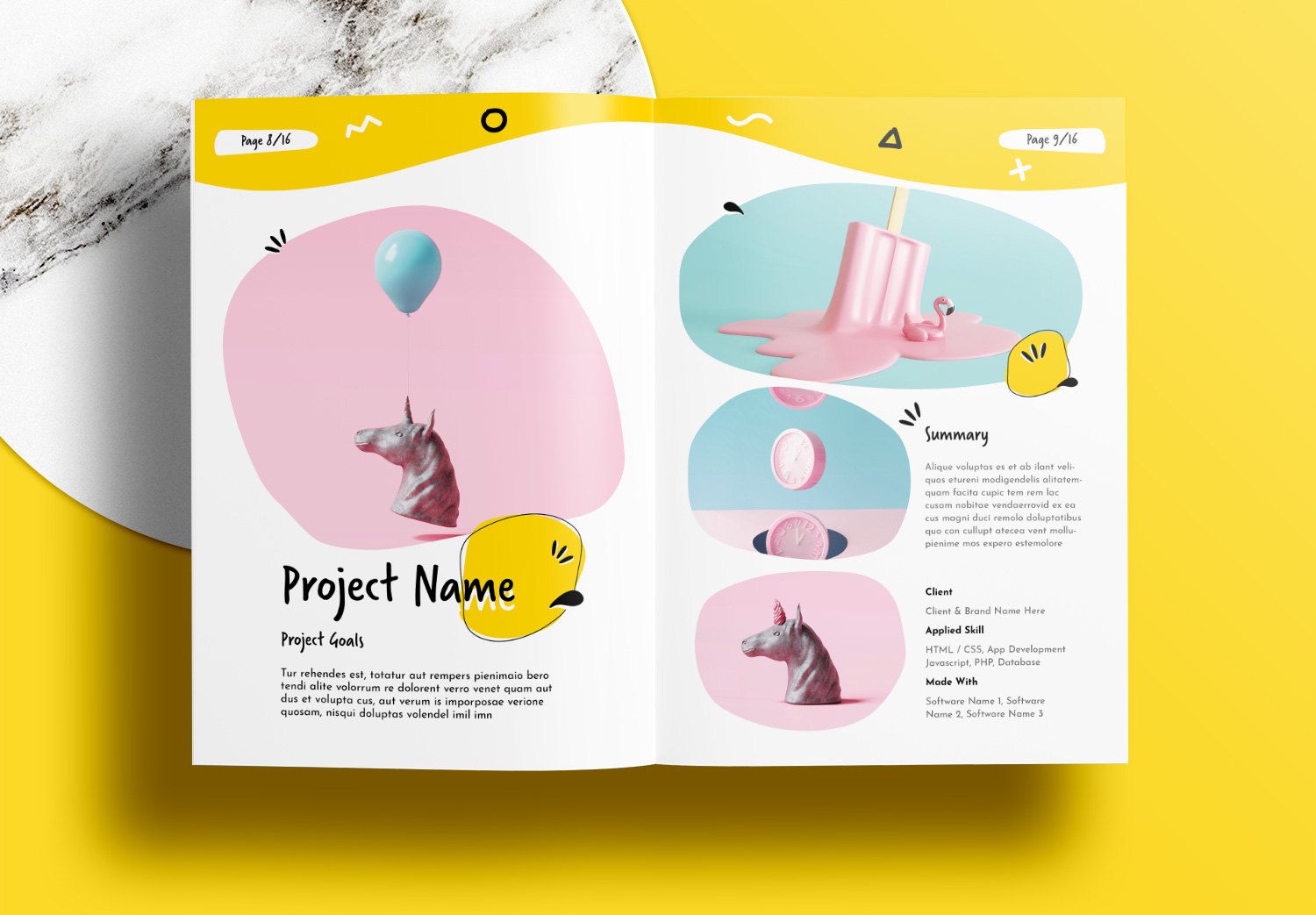 Free InDesign Portfolio Templates with Yellow Accents