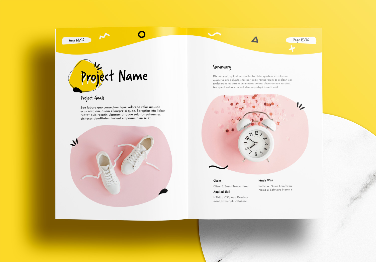 Free InDesign Portfolio Templates with Yellow Accents